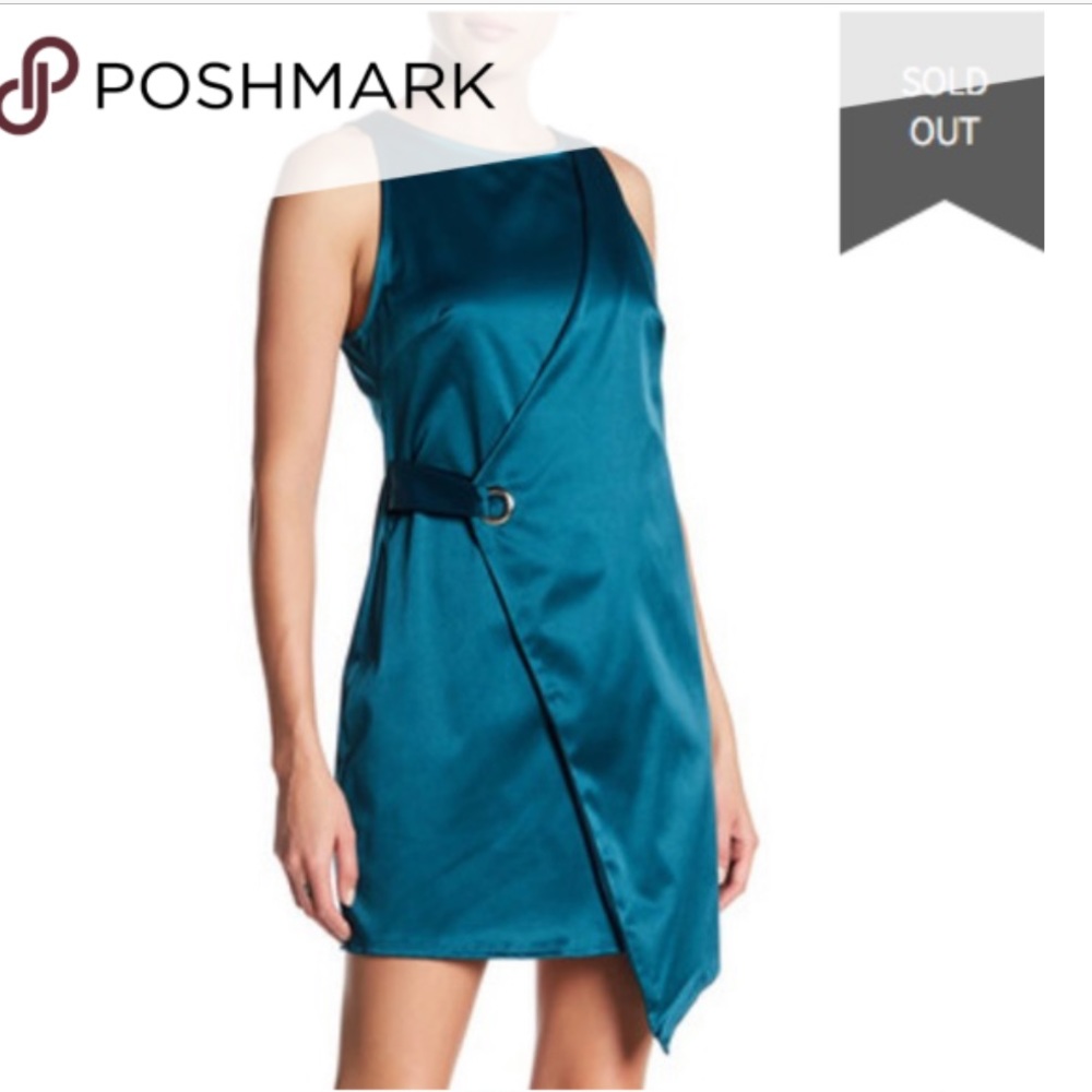 The Vanity Room Teal Wrap Front Dress